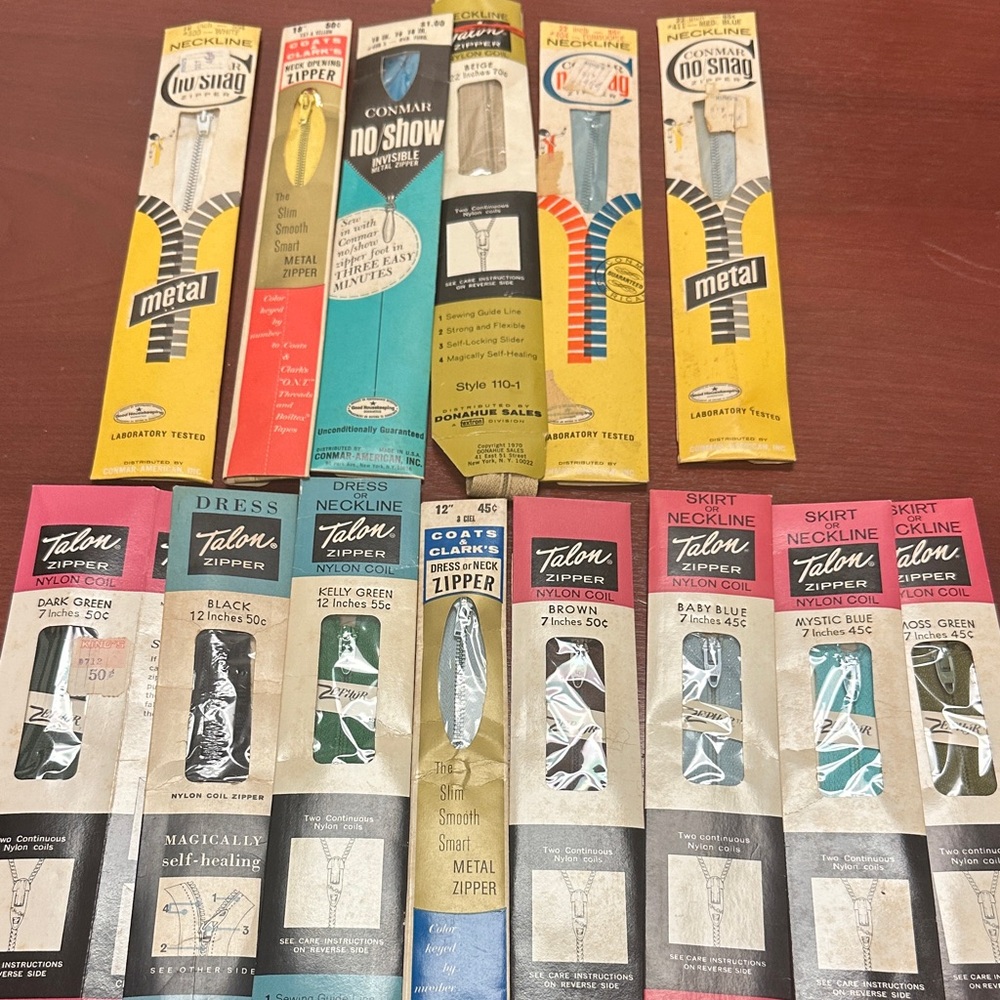 Various Vintage Metal Zippers Collection
